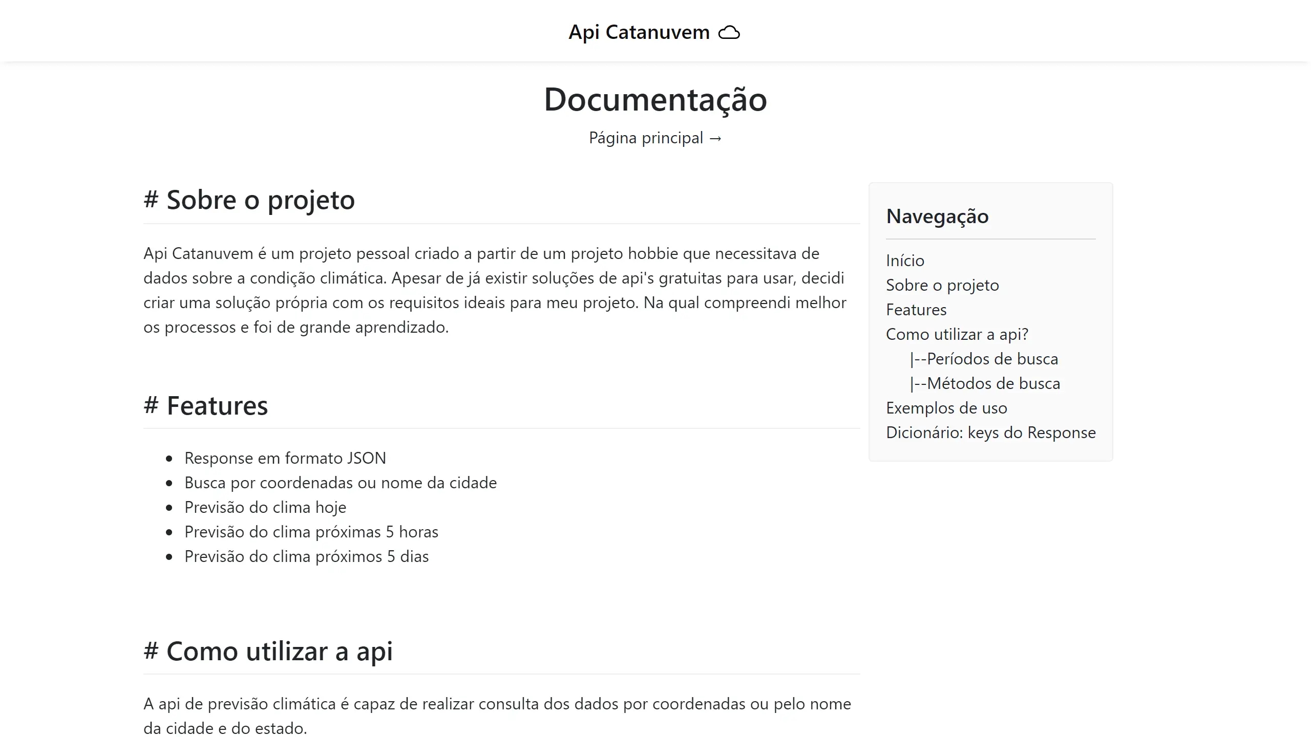 API Catanuvem - Dados Meteorológicos